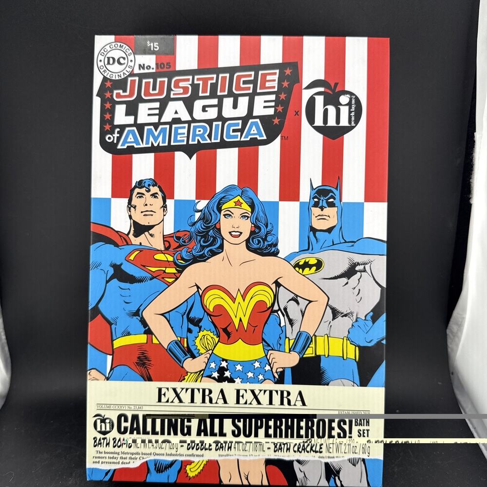 DC Justice League Batman Superman Wonder Woman hi Bath Gift Set Comic Book